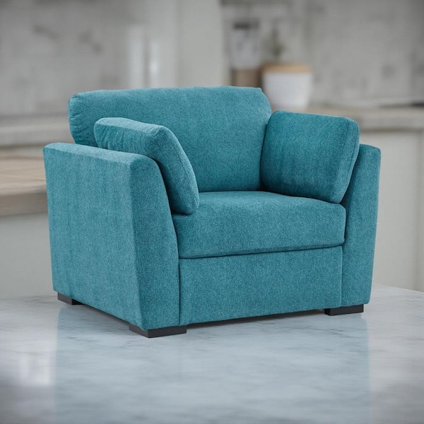Viena Teal and Black Fabric Accent Chair with 2-Bolster Pillows