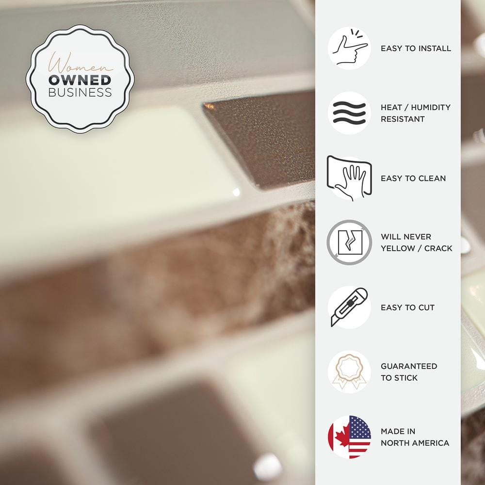 Bellagio Santi Brown and Beige Peel and Stick Backsplash Tiles