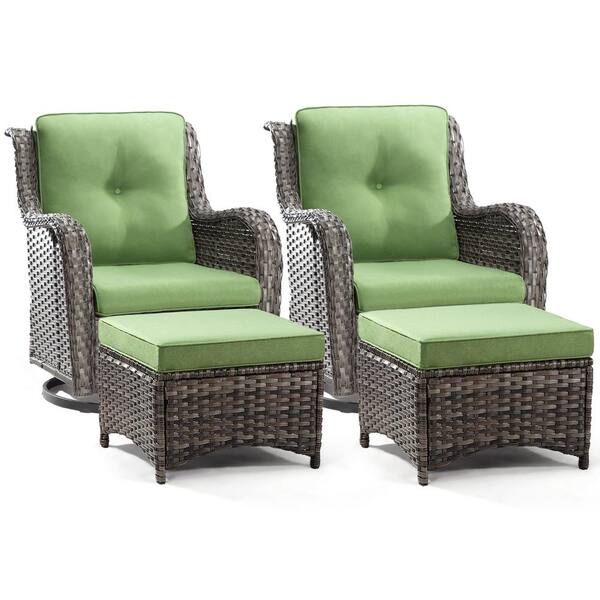 JOYSIDE 4-Piece Wicker Patio Outdoor Conversation Rocking Chair Set ...
