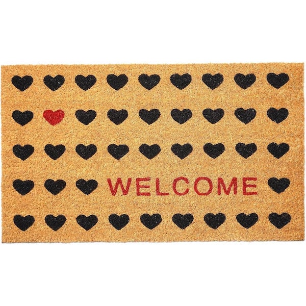 Home Threads Doormat HomeRoots Multi-Colored 29 in. x 17 in. Coir Non-Slip Indoor / Outdoor ...