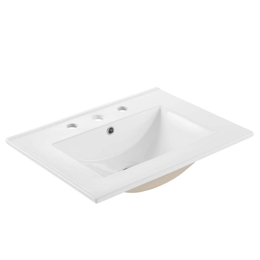 MODWAY Cayman 24 in. TopMount Bathroom Sink in White EEI3766WHI The Home Depot