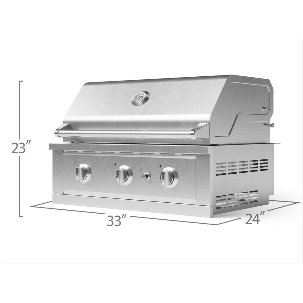 33-Inch Stainless Steel Natural Gas Grill with Rotisserie and Smoker