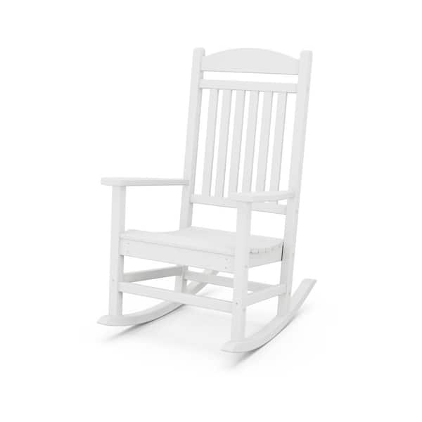 POLYWOOD Grant Park White Plastic Outdoor Rocking Patio Chair