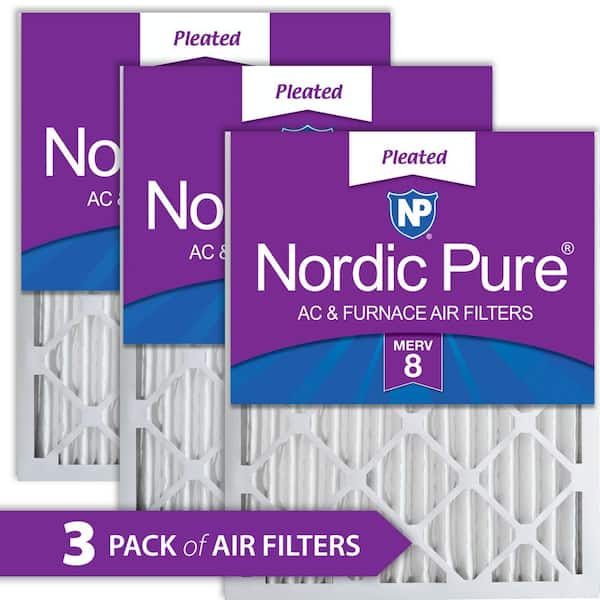Nordic Pure 12 in. x 25 in. x 2 in. Dust Reduction Pleated MERV 8 Air Filter (3-Pack)