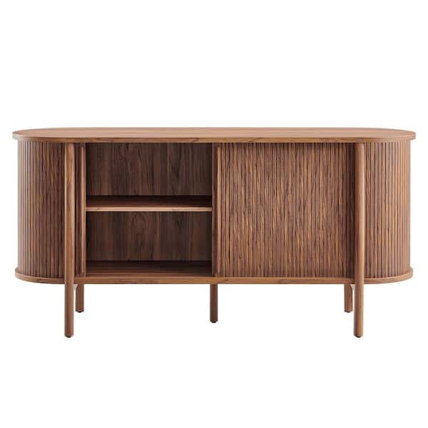 MODWAY Cadence Walnut Wood 63 in. Curved Sideboard EEI-6309-WAL