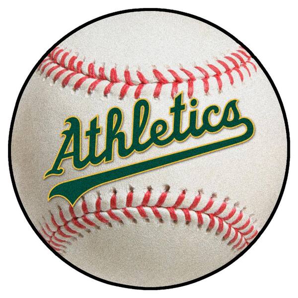 FANMATS Oakland Athletics White 2 ft. x 2 ft. Round Baseball Area Rug ...