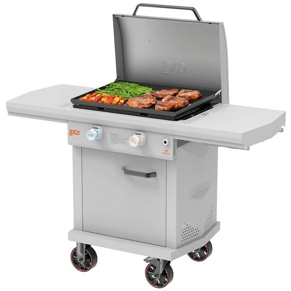 LOCO 2023050165 26 in 2-Burner Propane Griddle in Chalk Finish with Enclosed Cart and Hood - 1