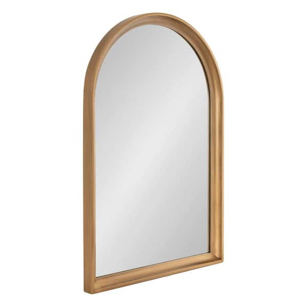 Kate and Laurel Hatherleigh Gold 24 in. W x 36 in. H Modern Arch Wood Wall Mirror