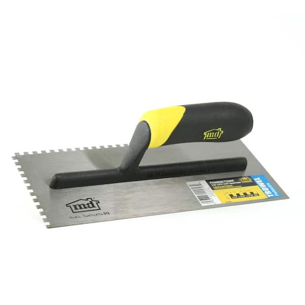 M-D Building Products 11 in. x 3/16 in. x 3/16 in. Square Notch Stainless Steel Flooring Trowel with Comfort Grip