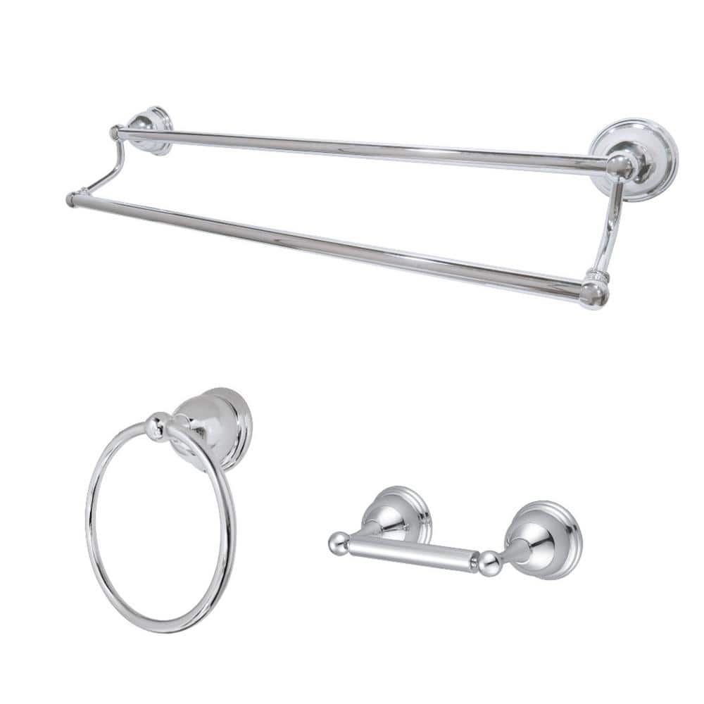 Kingston Brass Traditional 3Piece Bath Hardware Set in Polished Chrome