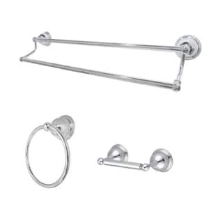 Traditional 3-Piece Bath Hardware Set in Polished Chrome