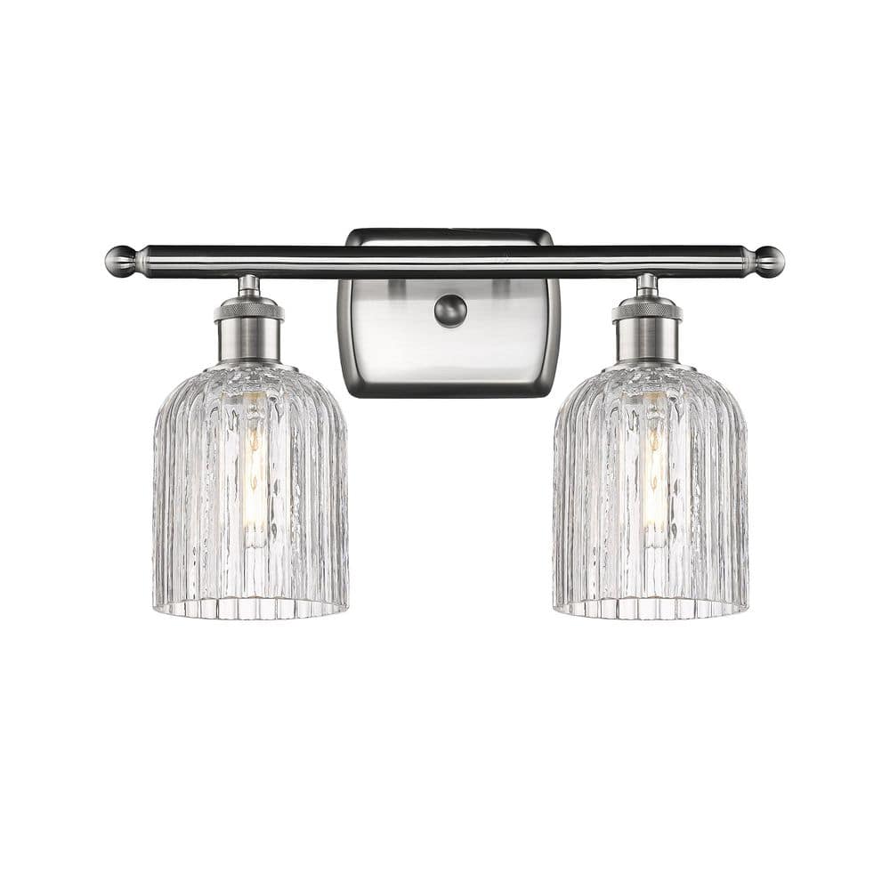 Bridal Veil 15 in. 2-Light Satin Nickel Vanity Light with Glass Shade price history on PriceWatchPro