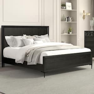 Jolt Brown Wood Frame Queen Panel Bed with Panel Headboard