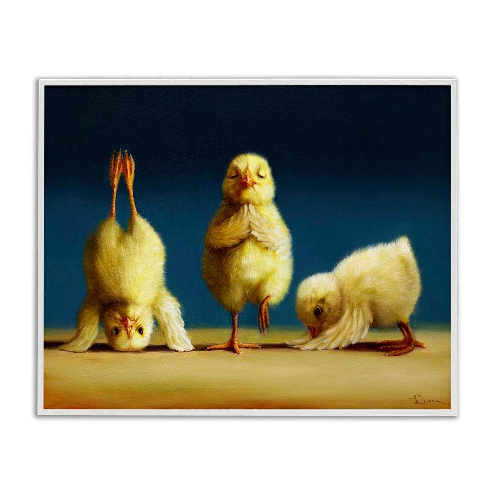 Yoga Chicks Funny Stretching Poses Painting by Lucia Heffernan White Framed Giclee Art Print Animal 24 in. x 30 in. price history on PriceWatchPro