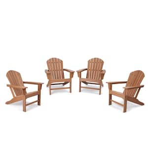 Teak 4-Piece Plastic HDPE Patio Conversation Set with Adirondack Chair