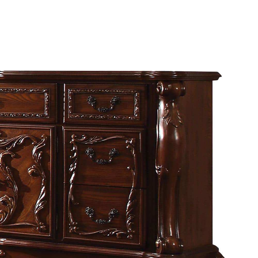 Cherry Oak 7-Drawer Dresser with Felt-Lined Drawers