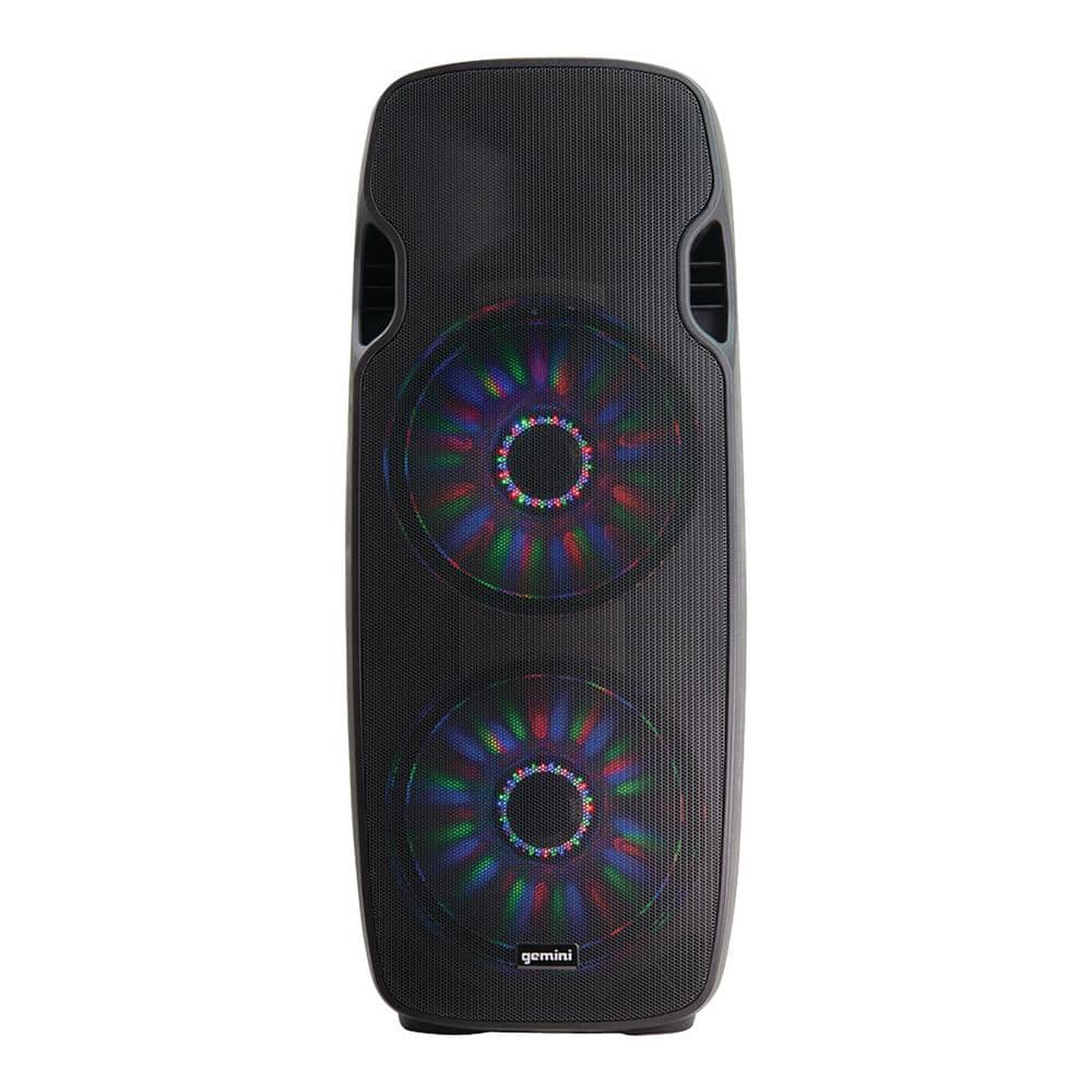 Gemini AS Series Bluetooth Multi-LED Portable PA Speaker with Dual Woofers, Black