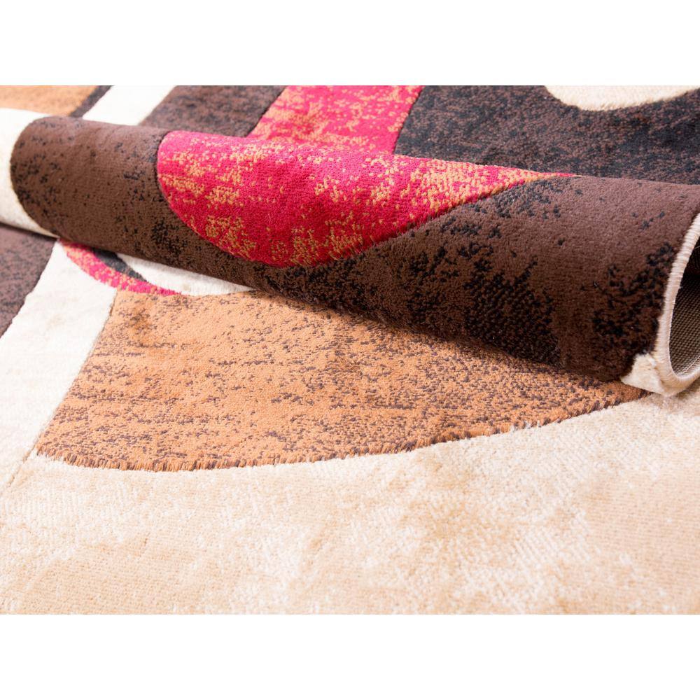 Tribeca Brown and Red Abstract 3-Piece Area Rug Set
