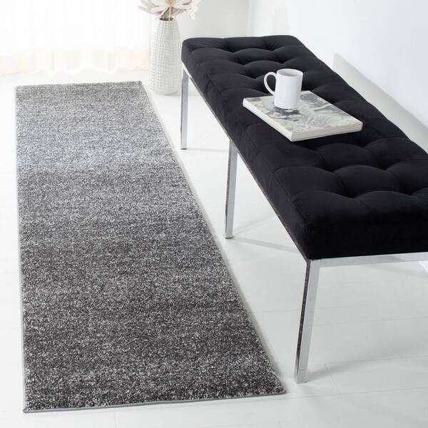 Retro 2 ft. x 8 ft. Gray/Ivory Solid Runner Rug