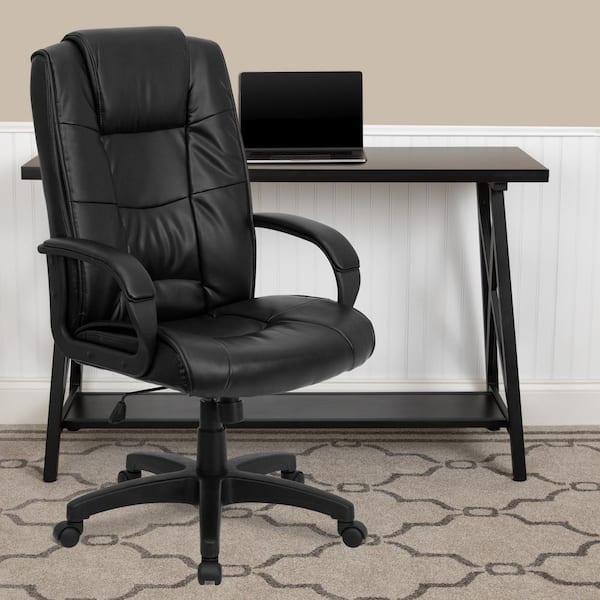 Flash Furniture Black Leather Office, Leather Chair Office Black
