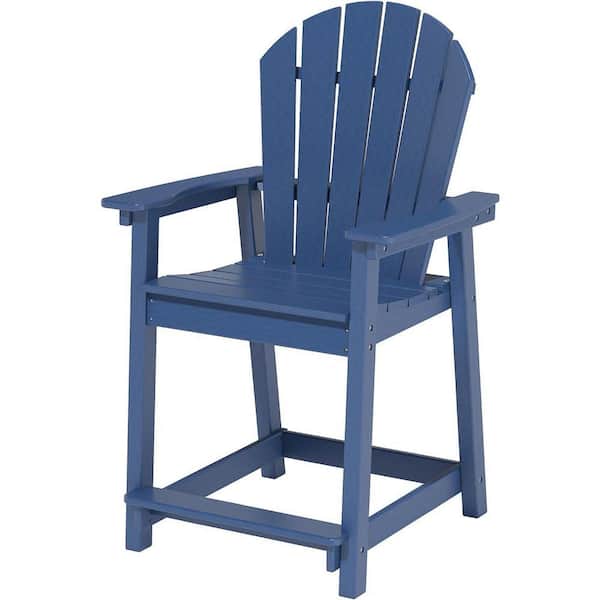 Dark Blue HDPE 400 LBS Heavy-Duty Tall Adirondack Bar Chair(1Pack), Weatherproof Ergonomic Patio Chair for Deck,Poolside