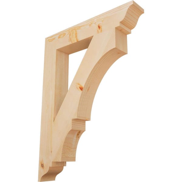 Ekena Millwork 3.5 in. x 32 in. x 24 in. Douglas Fir Balboa Traditional Smooth Bracket