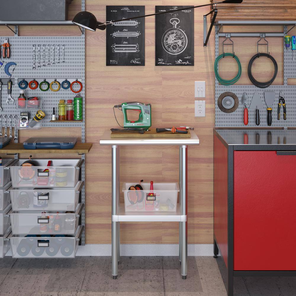 24" Stainless Steel Utility Work Table with Galvanized Shelf