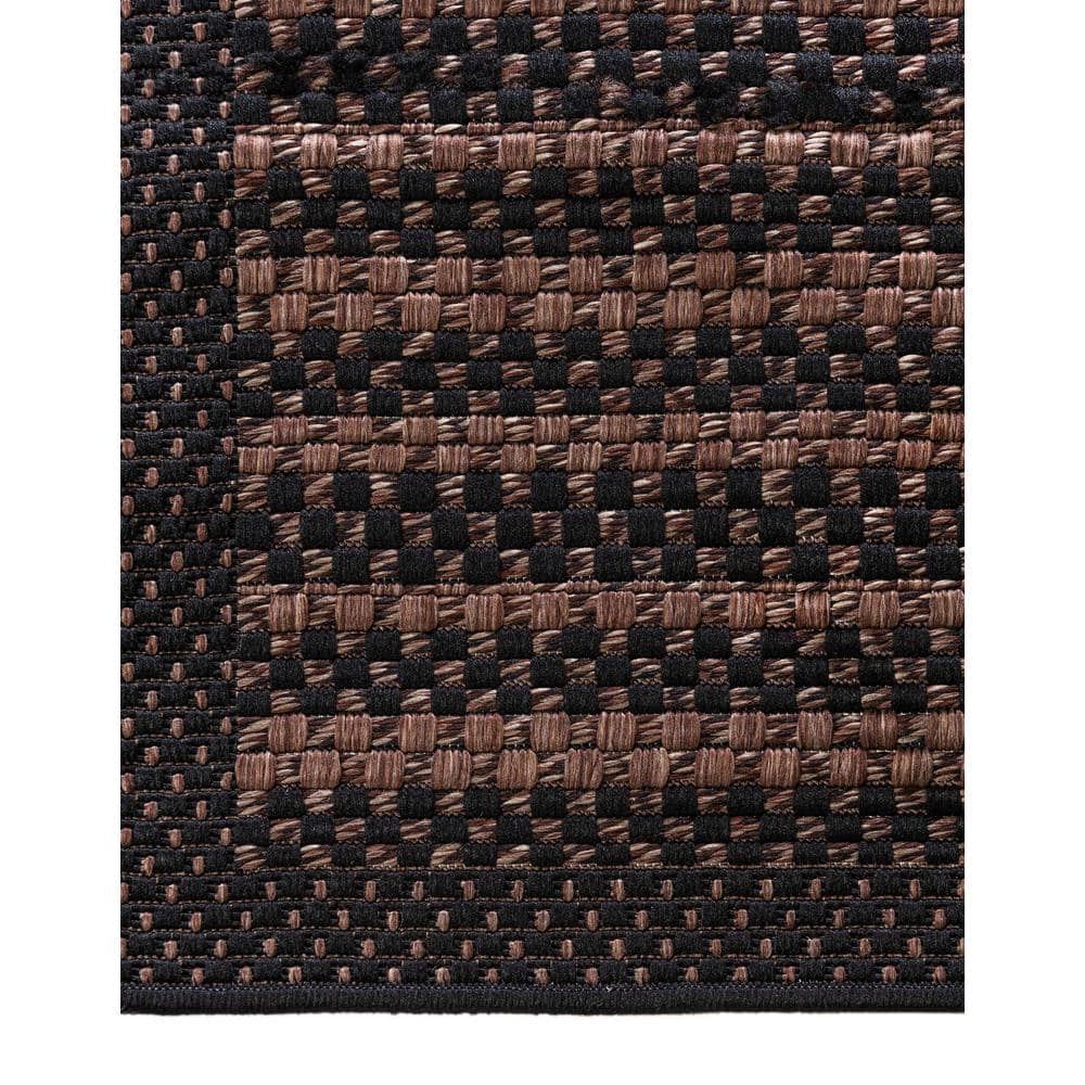 2'2" x 6' Black and Brown Synthetic Stripe Runner Rug