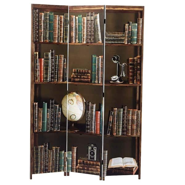 AZ Home and Gifts kieragrace Bota Triple-Panel Room Divider - Brown, 47" by 71", Books