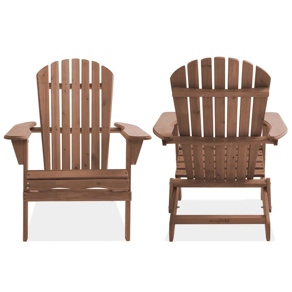Espresso Cedar Wood Folding Adirondack Chairs, Set of 2