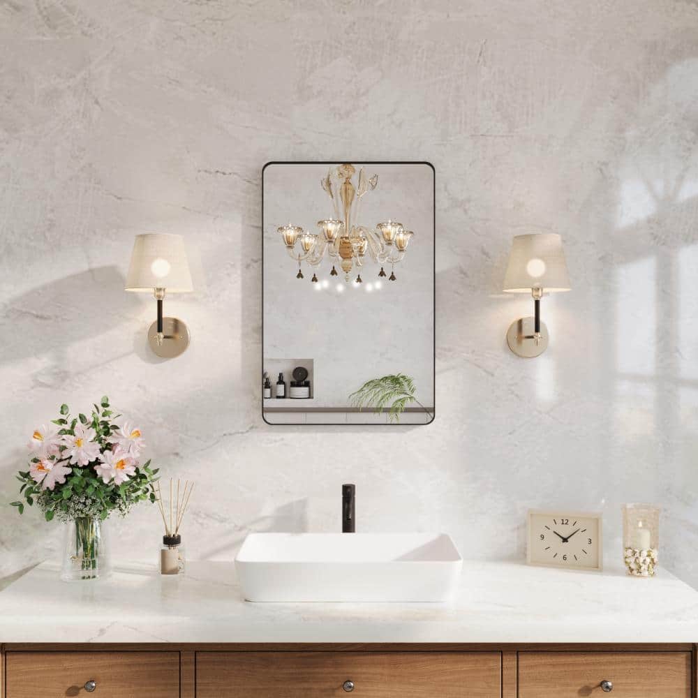20 in. W x 30 in. H Modern Matte Black Bathroom Mirror Decorative Wall Mounted Aluminum Frame price history on PriceWatchPro