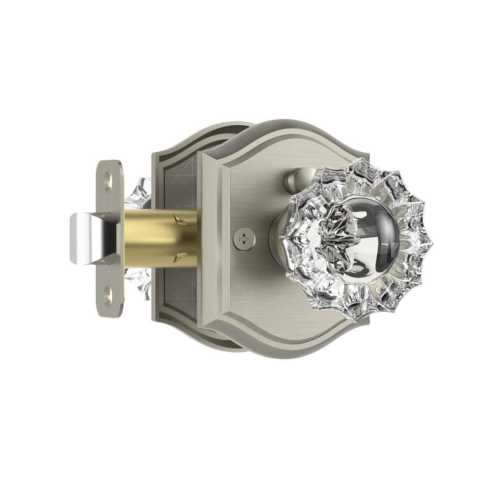 Vintage Satin Nickel Interior Privacy Bed/Bath Door Knob with Floral Crystal Knob and Arch Backplate price history on PriceWatchPro