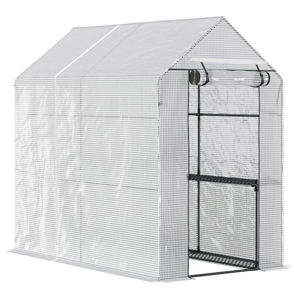47.25 in. W x 73.25 in. D x 74.25 in. H Plastic White Greenhouse