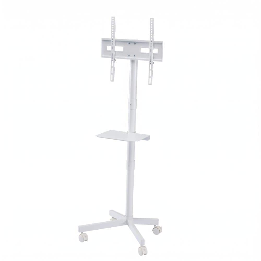 Black Mobile TV Stand, Portable Rolling TV Cart with Media Shelf for 23-60 Inch Screens with Tilt & Height Adjustable