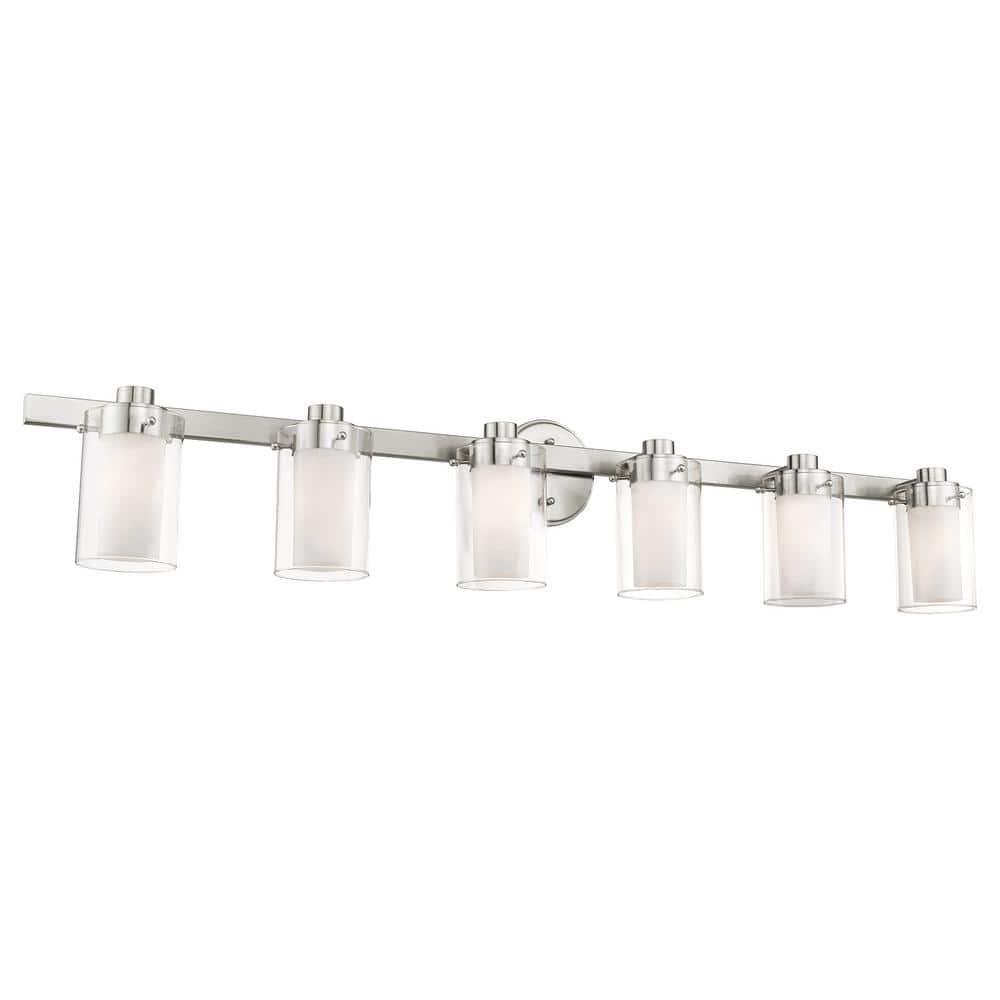Brushed Nickel 6-Light Modern Bathroom Vanity Fixture