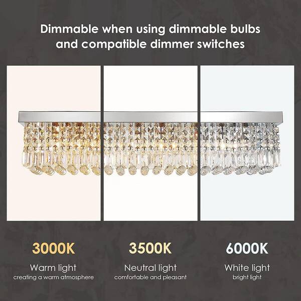 RICHARDERY 39.4 in. Modern 6-Light Chrome Crystal Chandelier