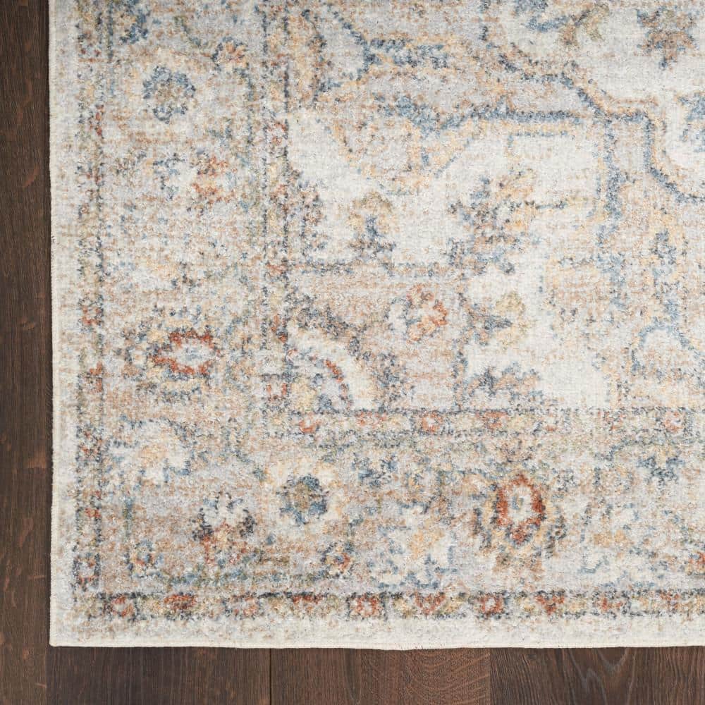 Grey Multicolor Synthetic Medallion Runner Rug 2'2" x 8'