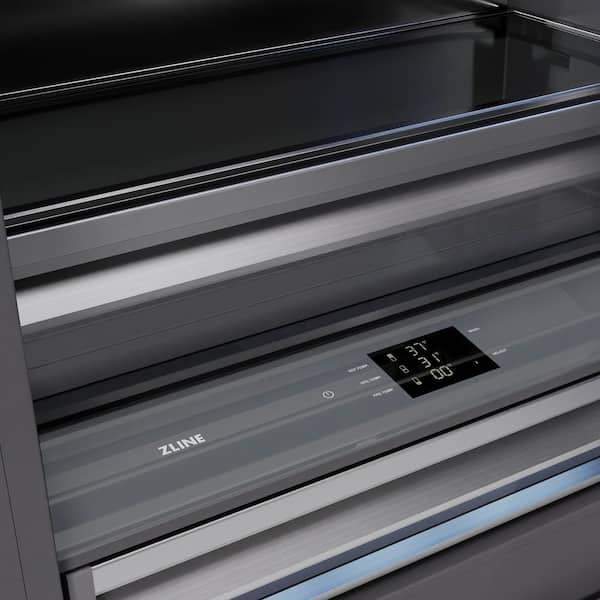 Autograph 72 in. Built-In Bottom Freezer 39.6 cu ft Refrigerator in Black with Gray Interior and Gold Helix Handles