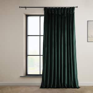 Forestry Green Heritage Plush Velvet Extrawide Room Darkening Rod Pocket Curtain 100 in. W x 84 in. L (1-Panel)