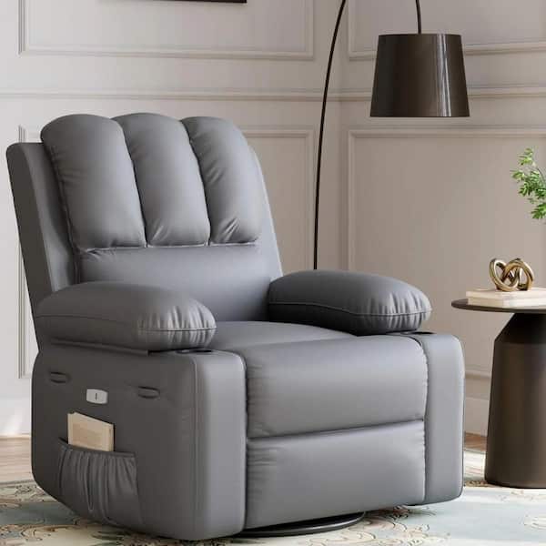 Oversized Power Recliner Chair with Heat and Massage 360° Swivel Lazy Boy Recliner Chair for Adults, Grey