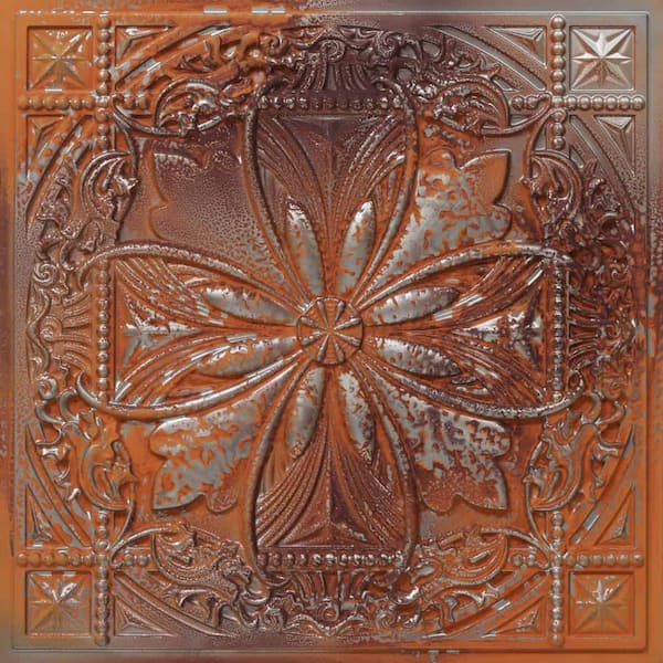 FROM PLAIN TO BEAUTIFUL IN HOURS Helena weathered silver 2 ft. x 2 ft. PVC Glue-up or Lay-in Faux Tin Ceiling Tile (200 sq. ft./case)