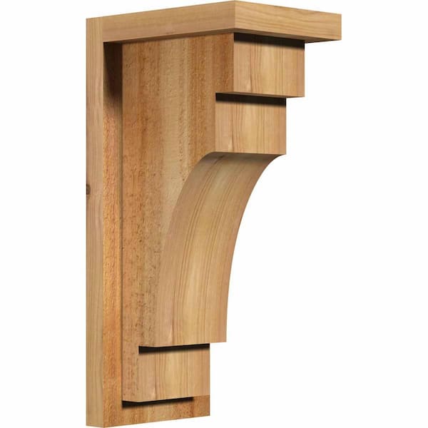 Ekena Millwork 6 in. x 8 in. x 16 in. Western Red Cedar Mediterranean Rough Sawn Corbel with Backplate