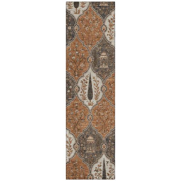 Chantille Machine Washable Indoor/Outdoor Abstract ACN3018 Rust 2 ft. x 7 ft. Runner Rug