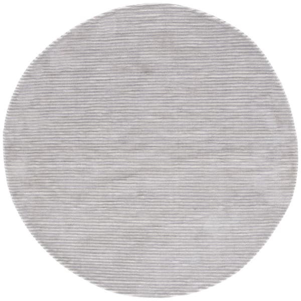 SAFAVIEH Audrey 6 ft. x 6 ft. Ivory/Gray Parallel Striped Round Area Rug