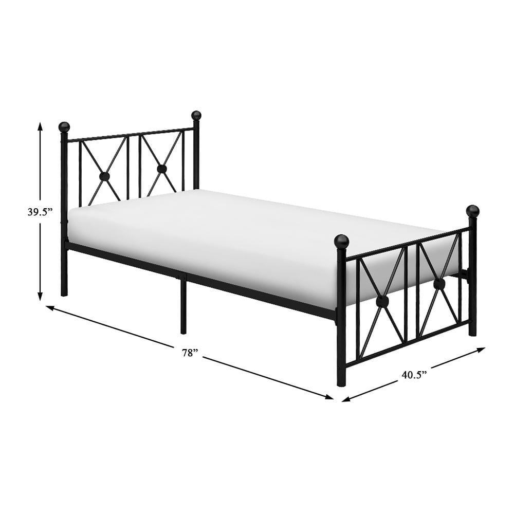 Mardelle Black Twin Metal Platform Bed with Headboard