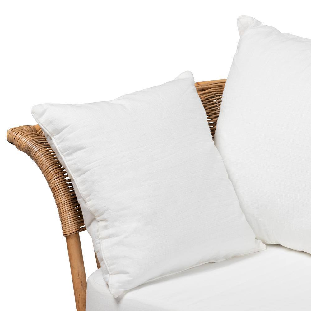 Edana Natural Rattan Sofa with White Cushions