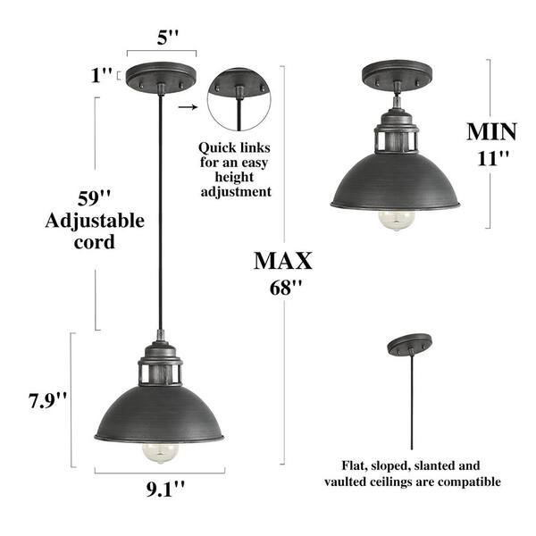 pewter industrial ceiling lights