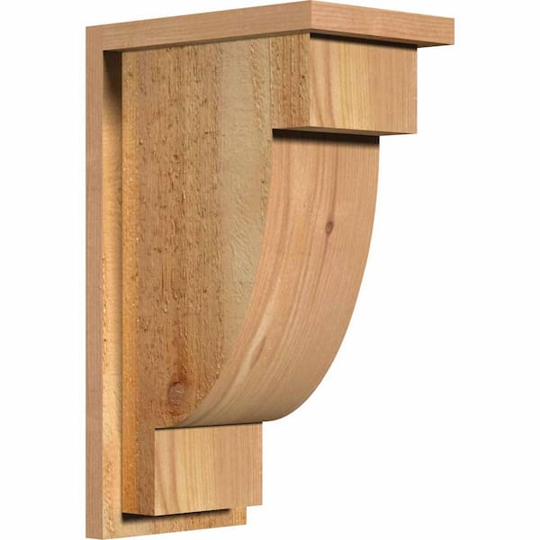 Ekena Millwork 8 in. x 12 in. x 20 in. Western Red Cedar Del Alpine Rough Sawn Corbel with Backplate