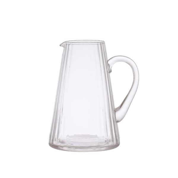 Clear Plastic Pitcher with Lid, Dishwasher Safe, Break Resistant, for Hot/Cold Lemonade Juice Beverage Indoor and Outdoor Entertaining - Nordic White