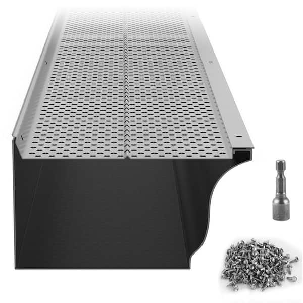 Gutter Guard, 6 in. Width, Aluminum Leaf Filter, 52-PCS 208 ft. Total Length, 0.157 in. Hole Diameter and 0.02 in. Thick